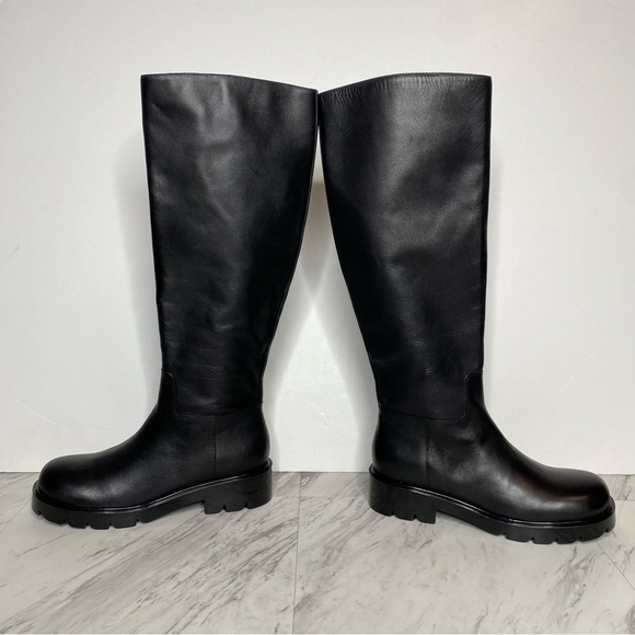 New! Marc Fisher Phidias Lug Sole Black Leather Tall Boot 6 1/2 M - Picture 7 of 16